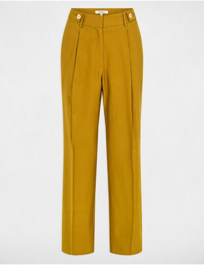 Carrot fit broek met plooien brons vrouw