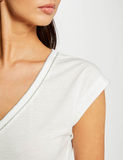 T-shirt met korte mouwen ivoor vrouw