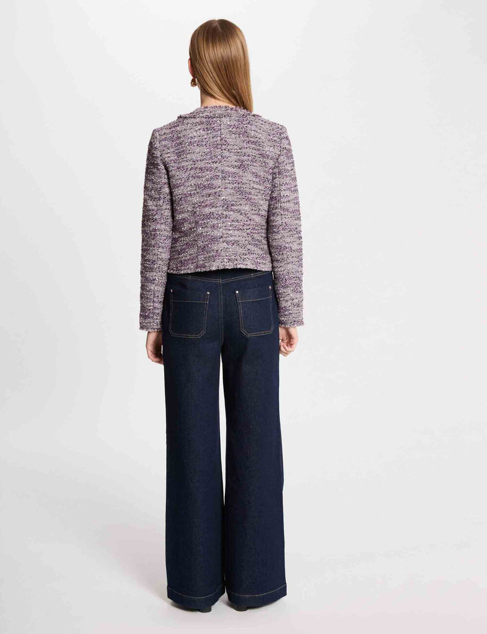 Korte tweed blazer meerkleurig vrouw