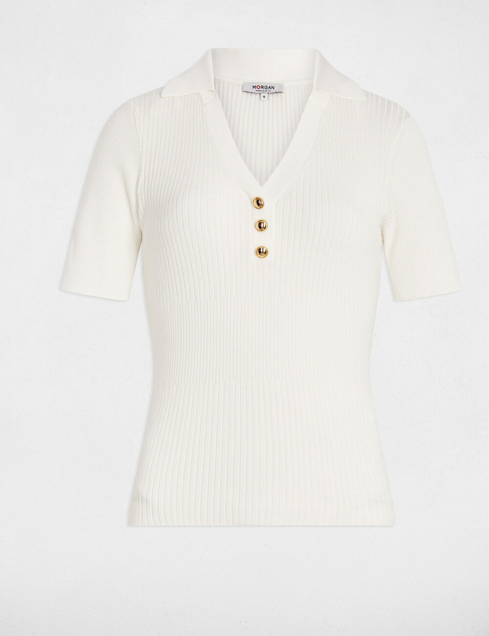 Pull col polo blanc femme