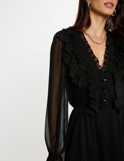 Robe courte ajustée noir femme