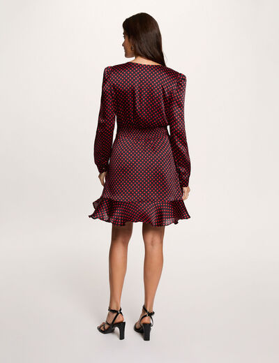 Robe courte col v multicolore femme