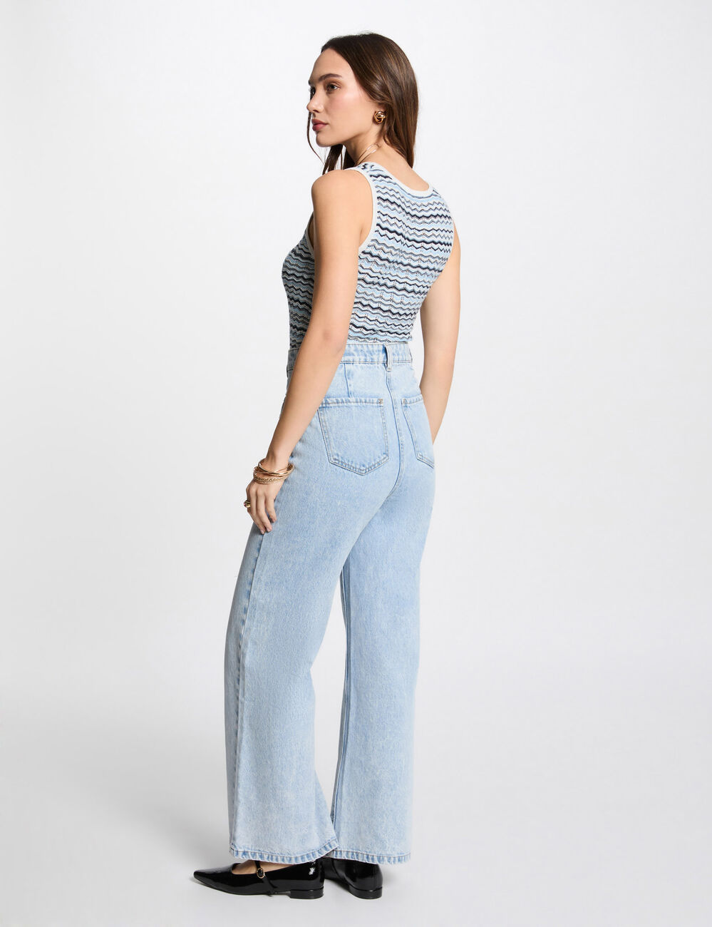 Mouwloze tricot top meerkleurig vrouw