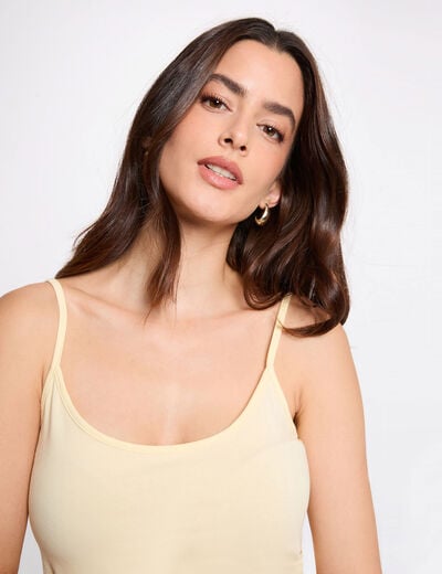 D&eacute;bardeur bretelles fines jaune pastel femme