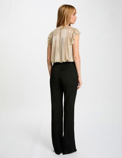 Mouwloos V-hals T-shirt goudgeel vrouw