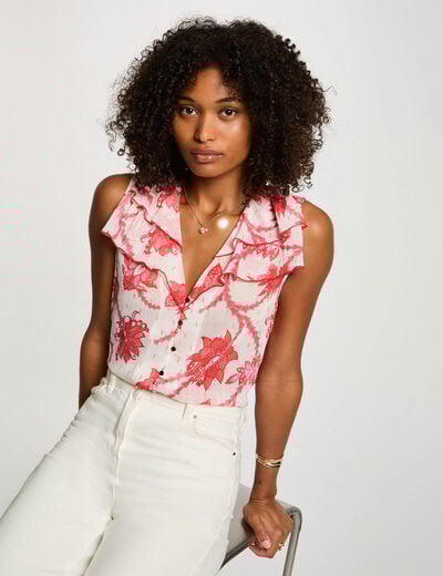 Chemise manches courtes multicolore femme