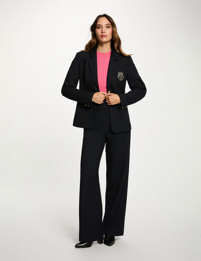 Gestreepte rechte blazer marineblauw vrouw