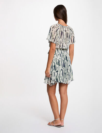 Robe courte col v multicolore femme