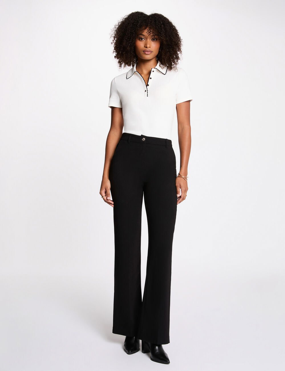 Top cintré col à revers blanc femme