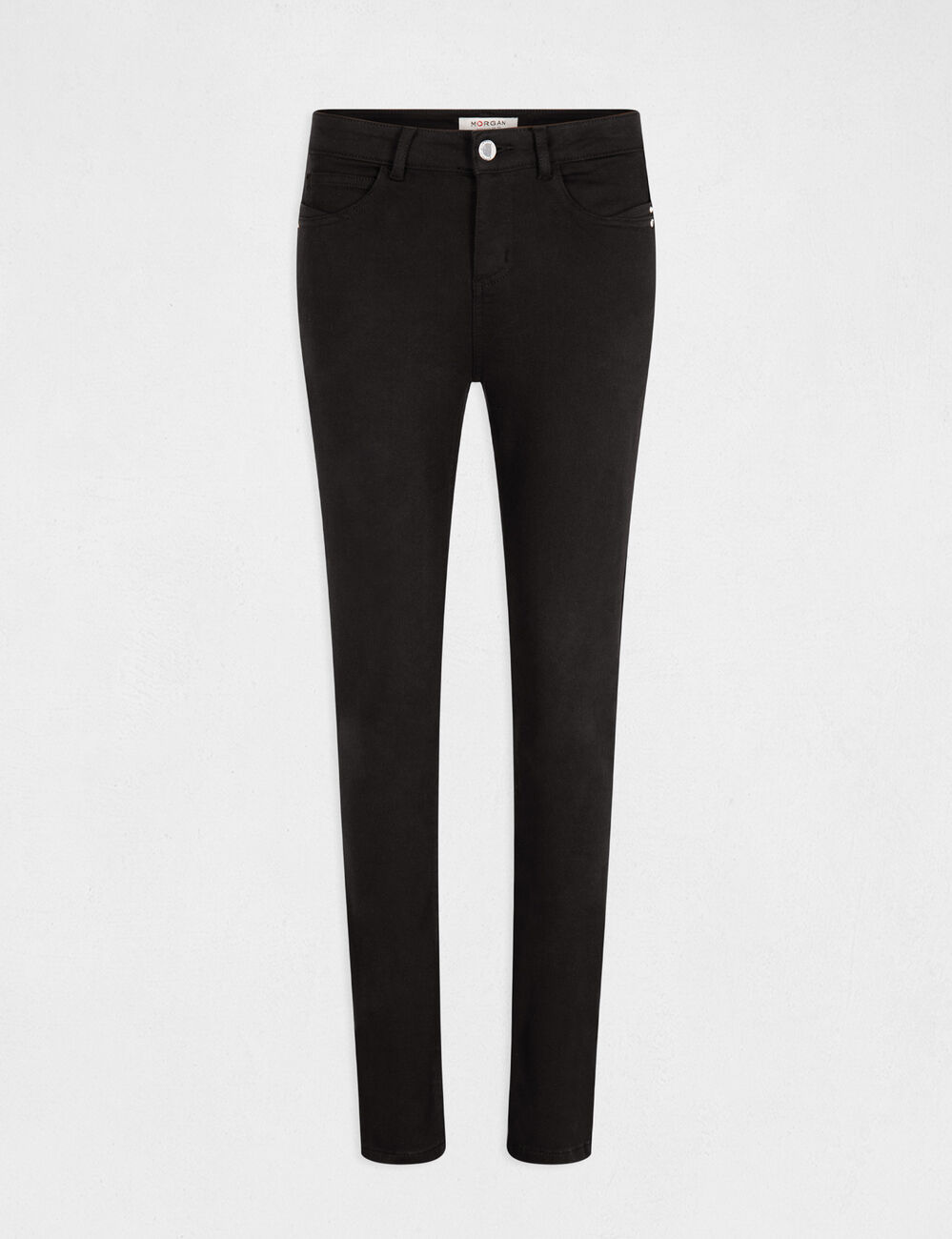 Slimfit broek met standaardtaille zwart vrouw
