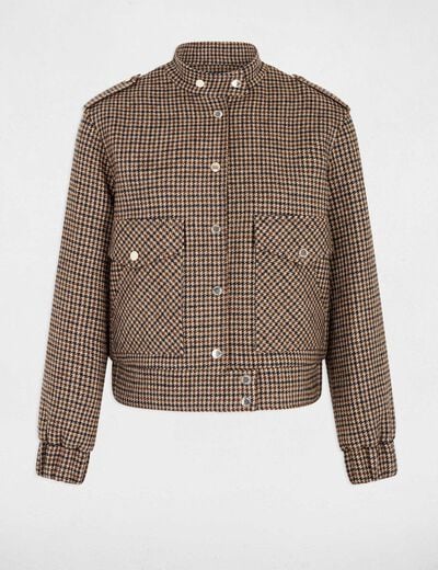 Tweed jas met mao-kraag meerkleurig vrouw