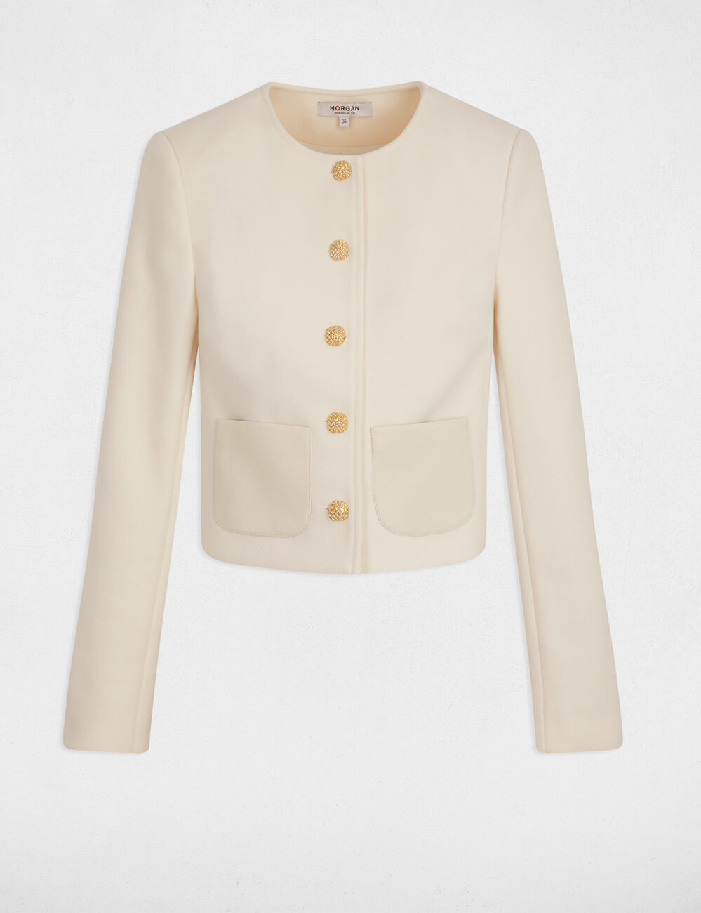 Korte jas met knopen ivoor vrouw
