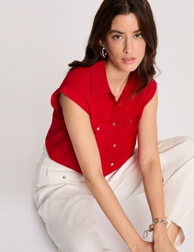 Mouwloze blouse rood vrouw