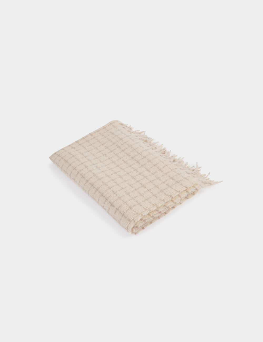 Écharpe à carreaux ivoire femme