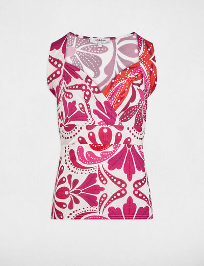 T-shirt ajust&eacute; col coeur multicolore femme