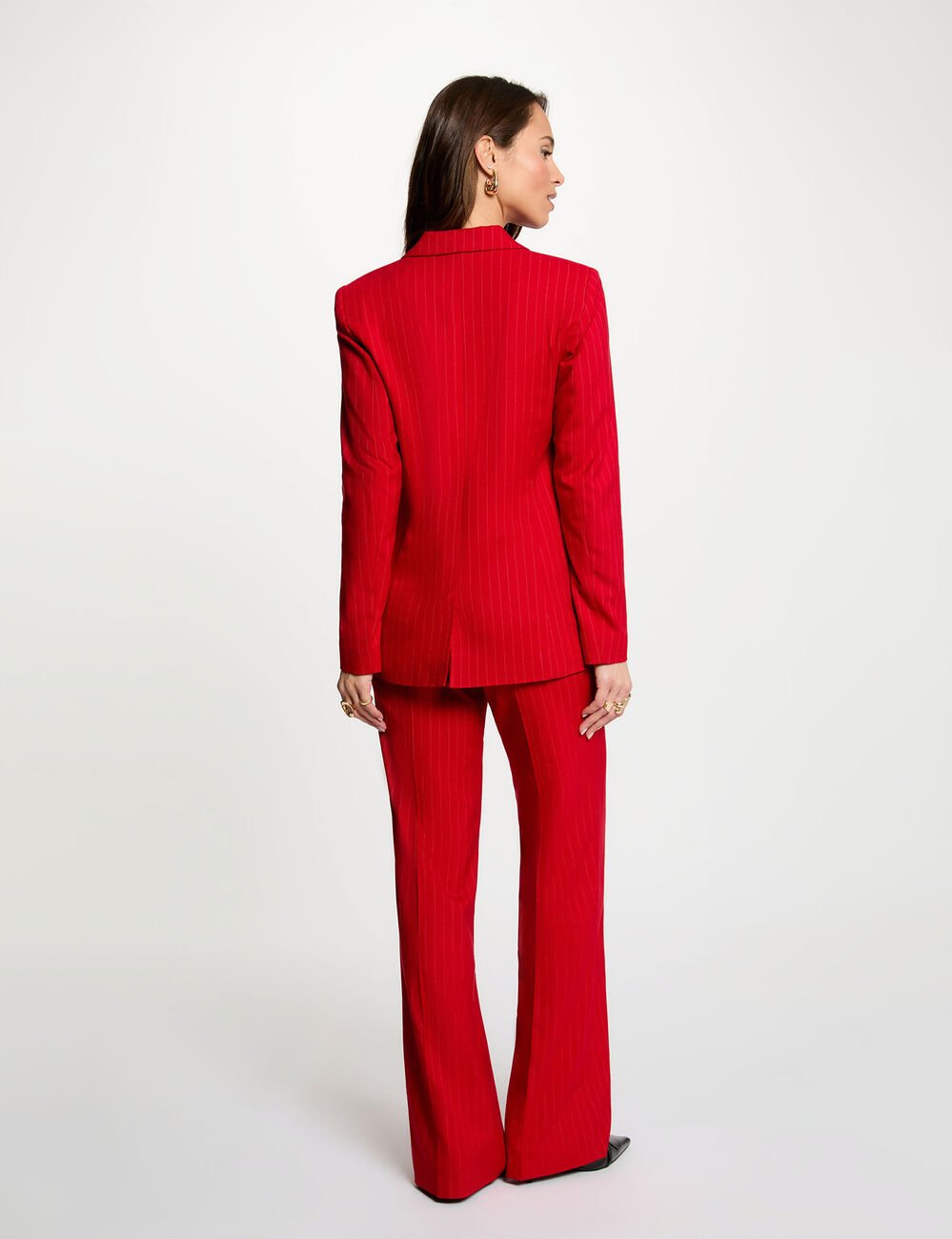 Blazer ajust&eacute; rayures rouge femme