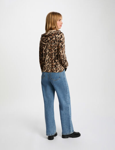 Pull droit à capuche multicolore femme