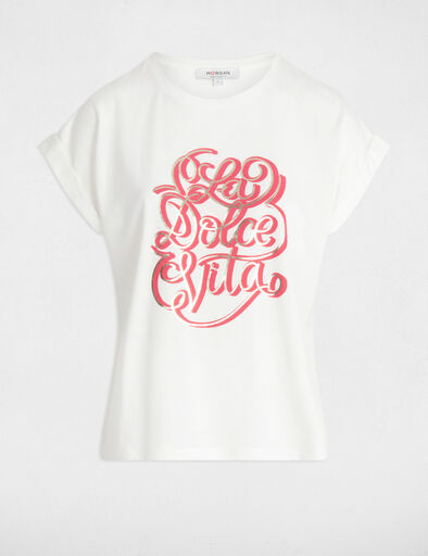 T-shirt à inscription blanc femme