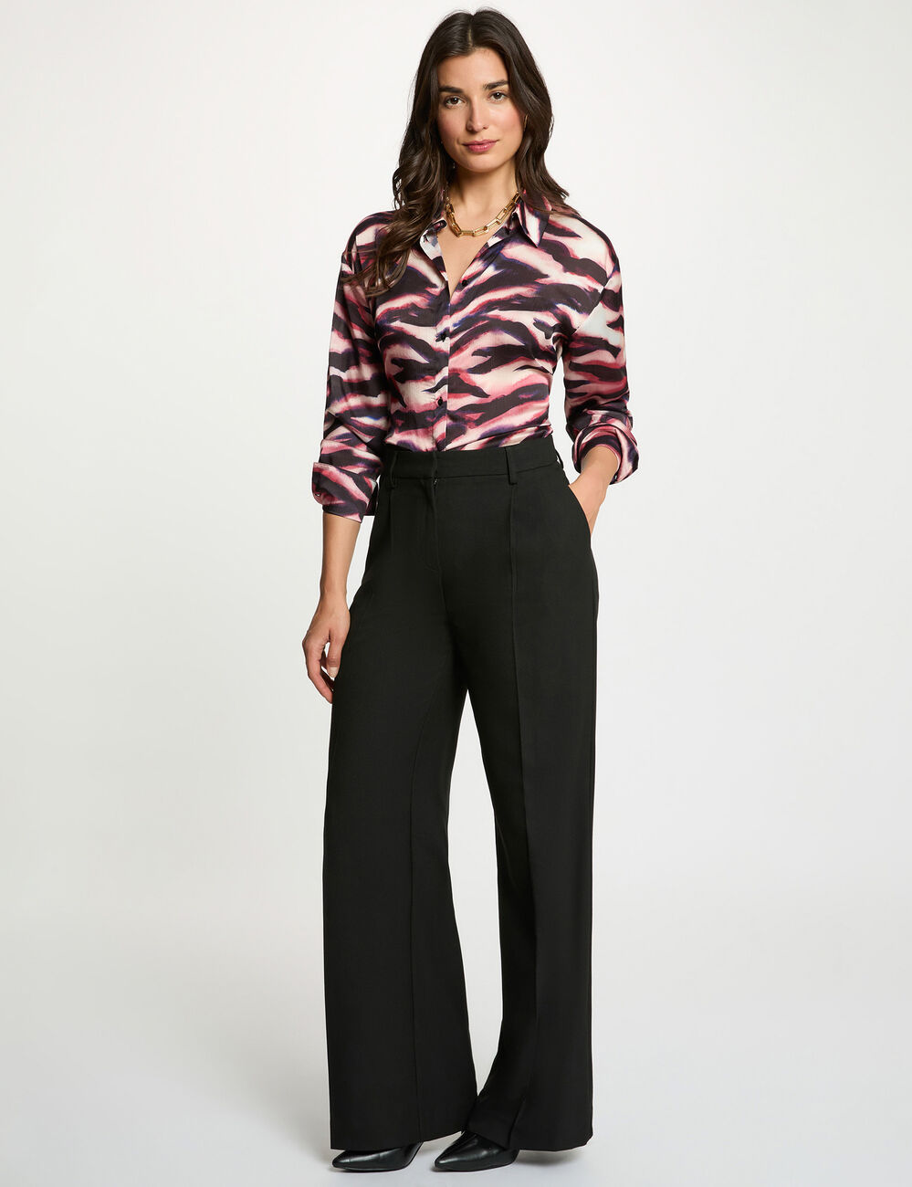 Vloeiend overhemd met reverskraag meerkleurig vrouw