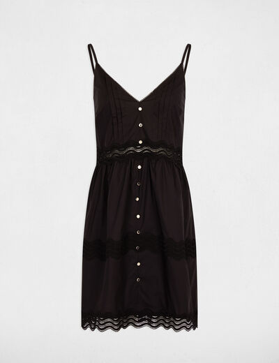 Robe fines bretelles col v noir femme