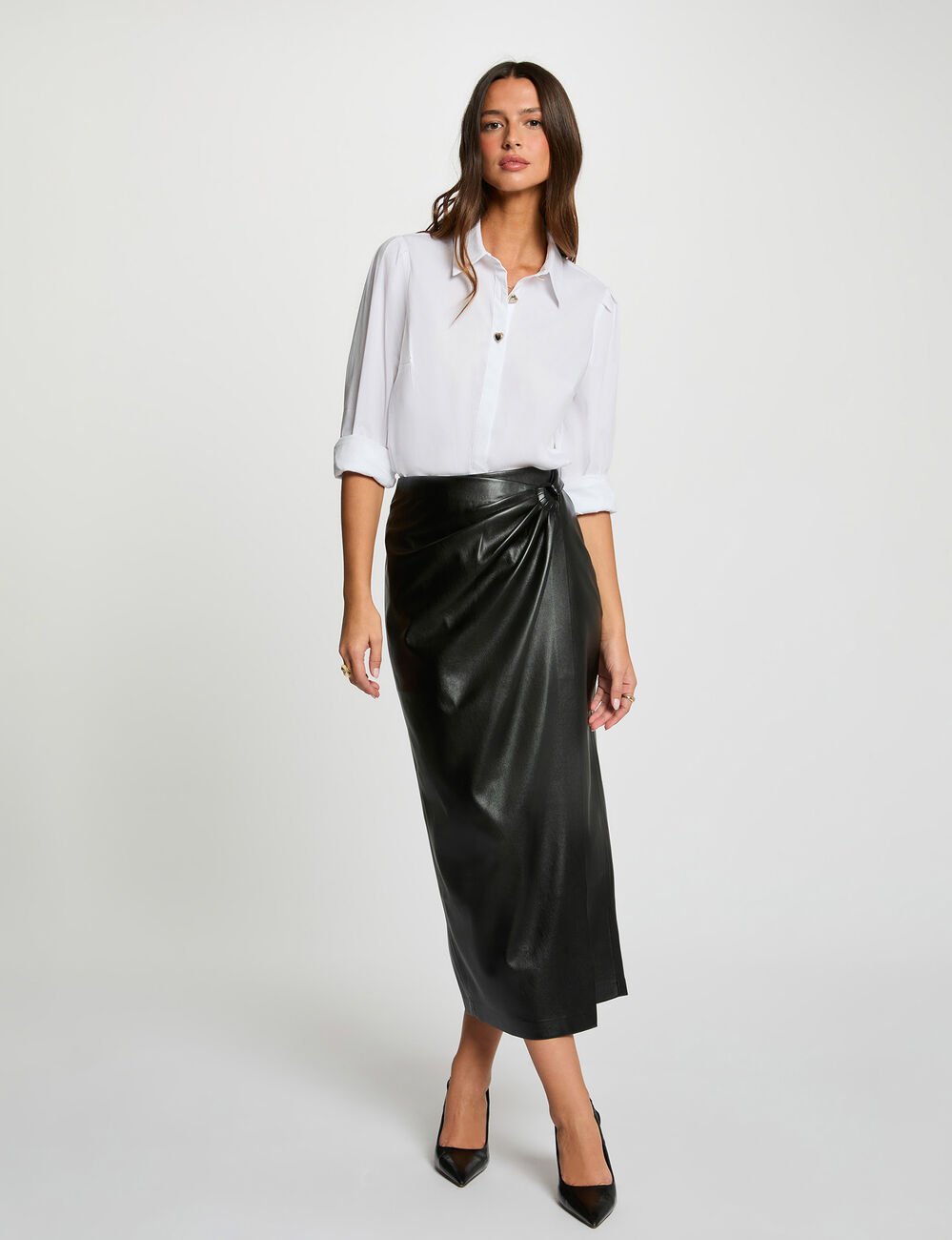 Jupe longue portefeuille noir femme