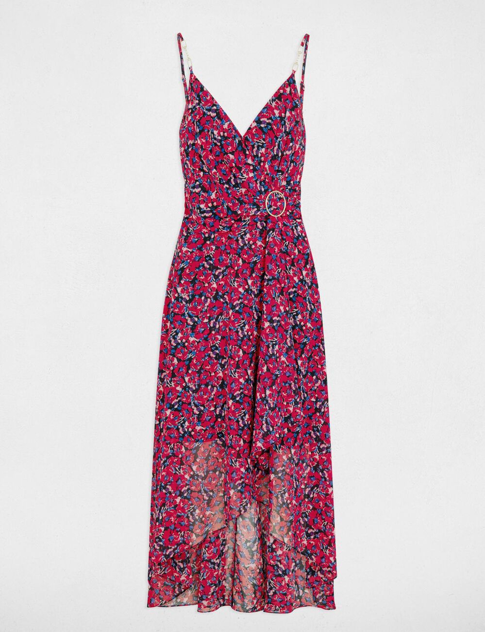 Robe longue imprimé abstrait rouge moyen femme