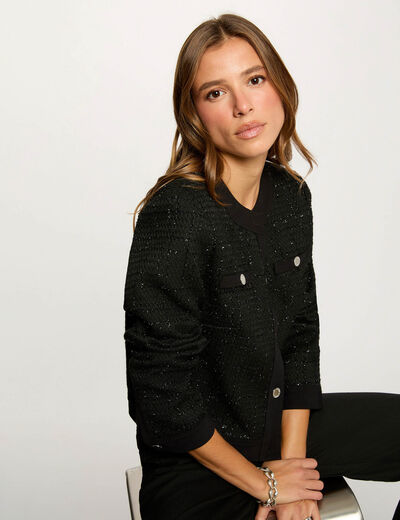 Veste courte ajustée noir femme