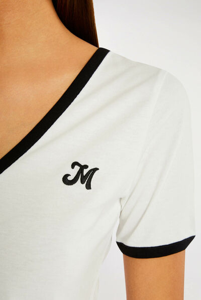 T-shirt korte mouwen ecru vrouw