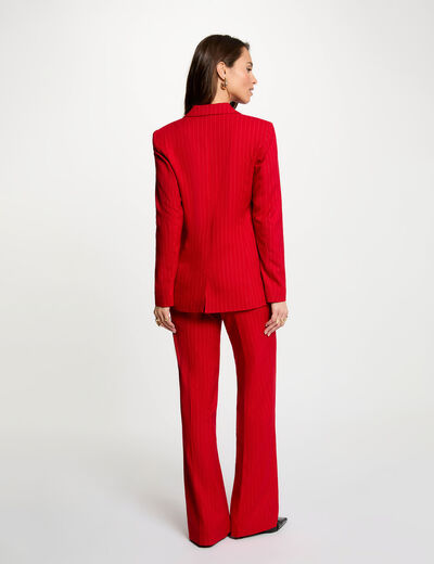 Getailleerde gestreepte blazer rood vrouw