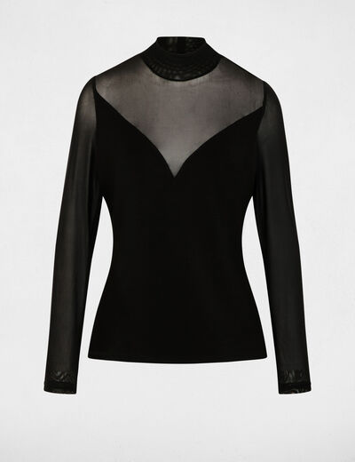 t shirt manches longues noir femme T-shirt manches longues noir femme