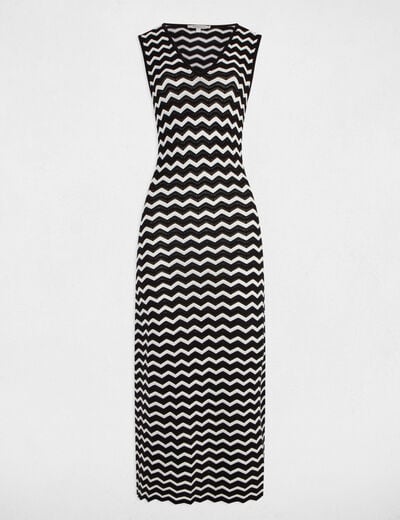 Robe tricot longue ajustée noir femme