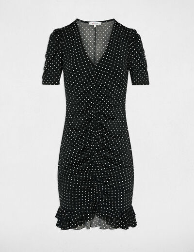 Robe courte manches bouffantes noir femme