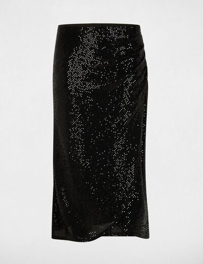 Jupe portefeuille ajustée noir femme