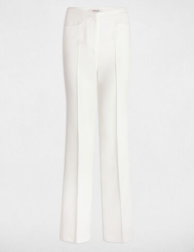 Pantalon bootcut taille haute blanc femme