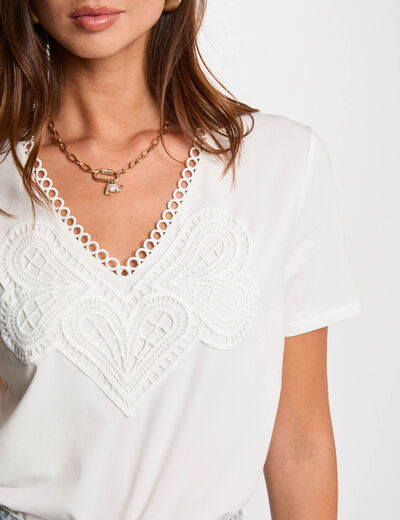 T-shirt manches courtes blanc femme