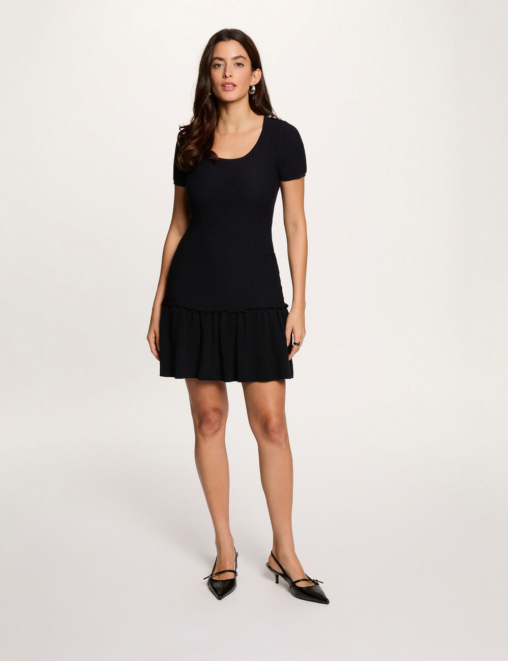 Robe tricot col u bleu marine femme