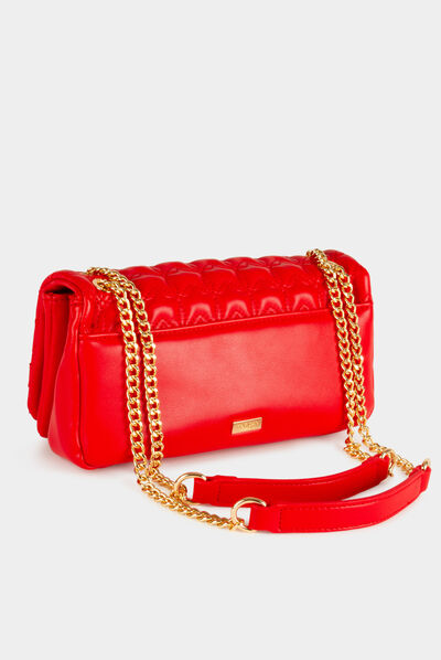Doorgestikte tas met versiering rood vrouw