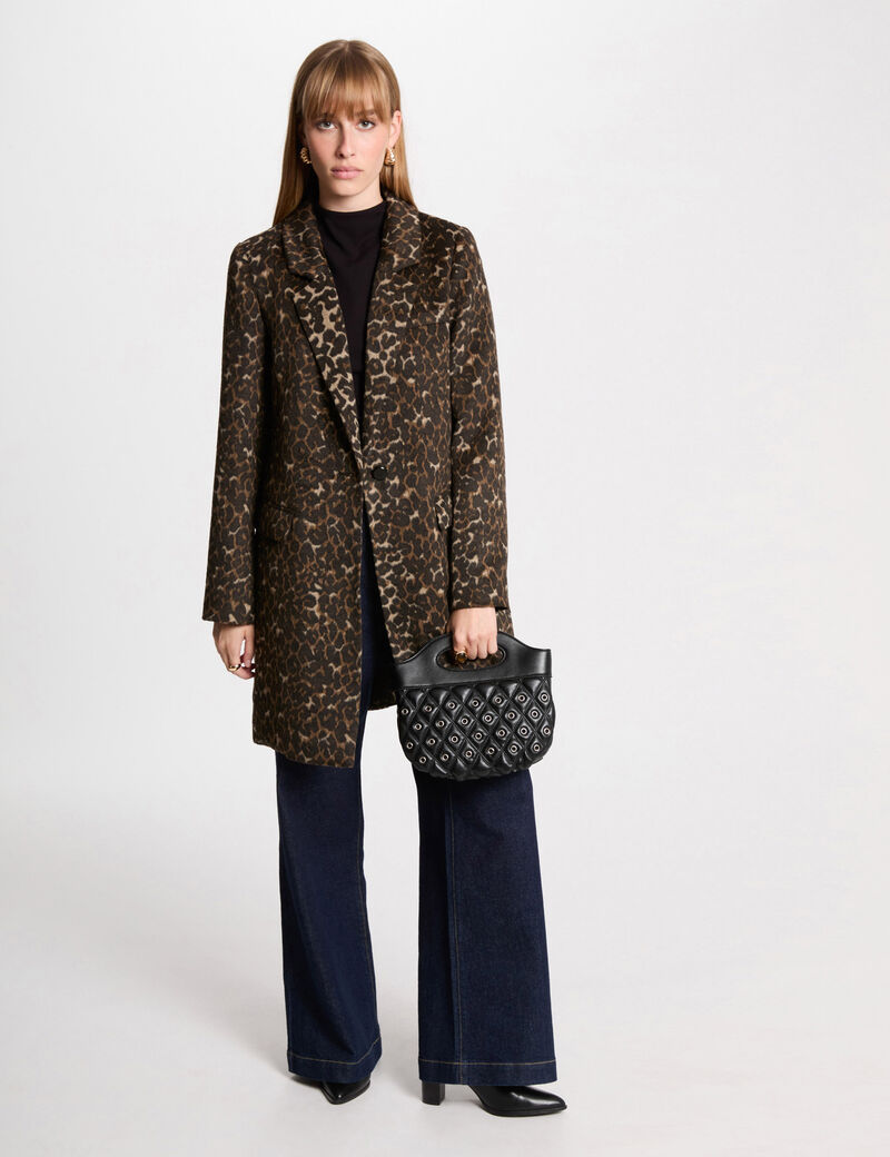 lange jas met luipaardprint meerkleurig vrouw Lange jas met luipaardprint meerkleurig vrouw