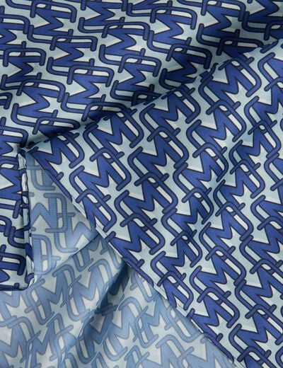Foulard satin imprimé bleu femme