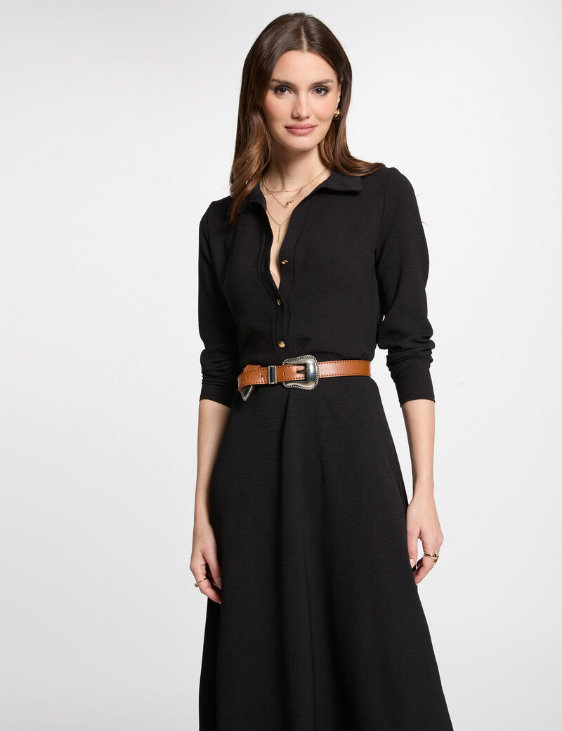 robe midi droite fluide noir femme Robe midi droite fluide noir femme