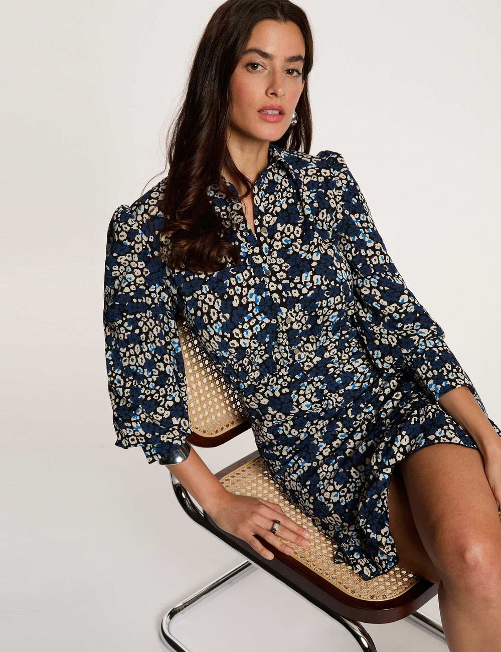 Robe courte fluide multicolore femme