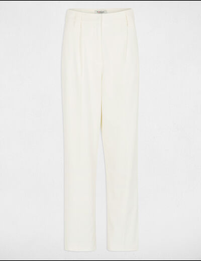 Pantalon large à pinces ecru femme