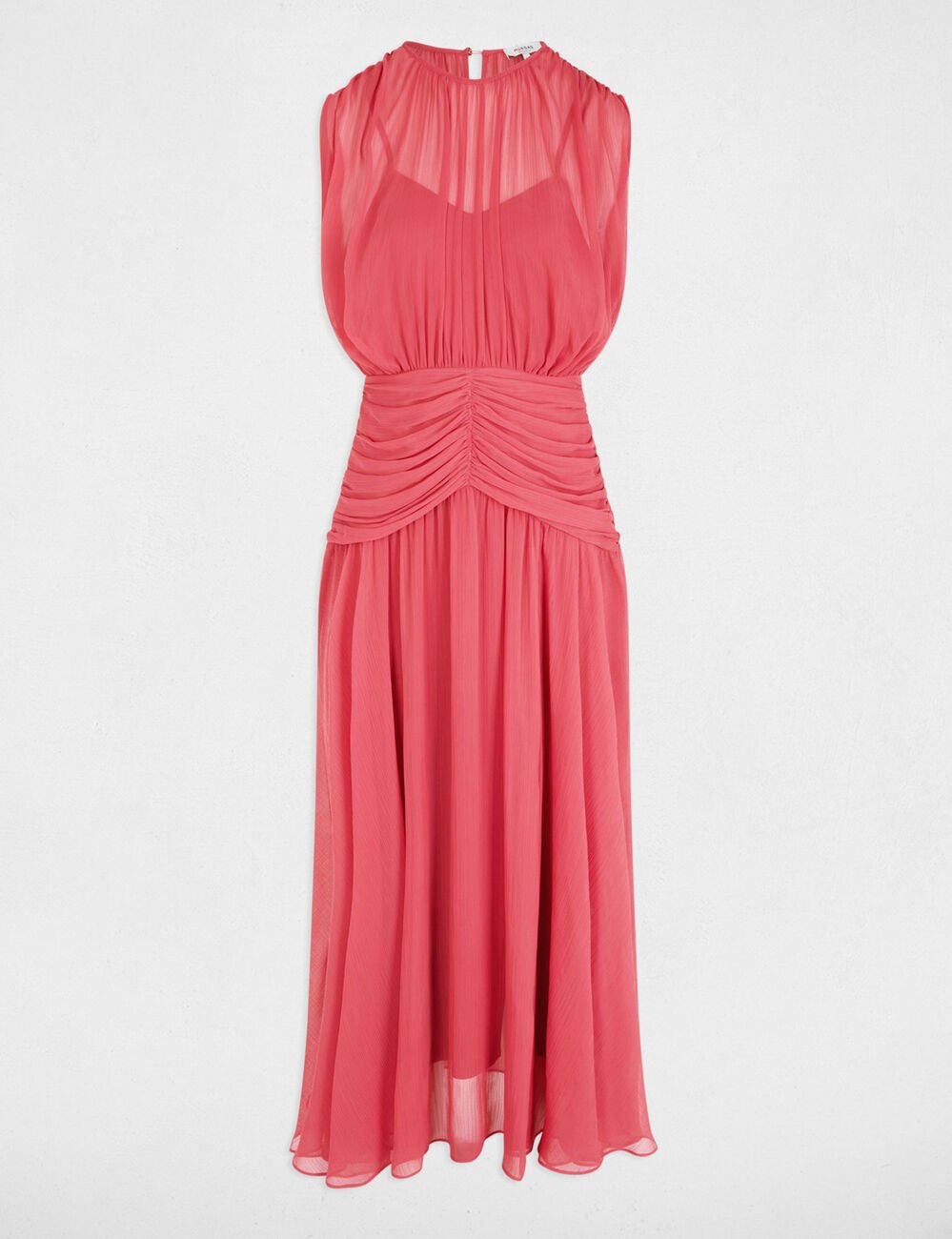 Robe longue drap&eacute;e vieux rose femme