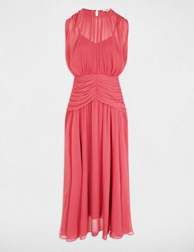 Robe longue drap&eacute;e vieux rose femme