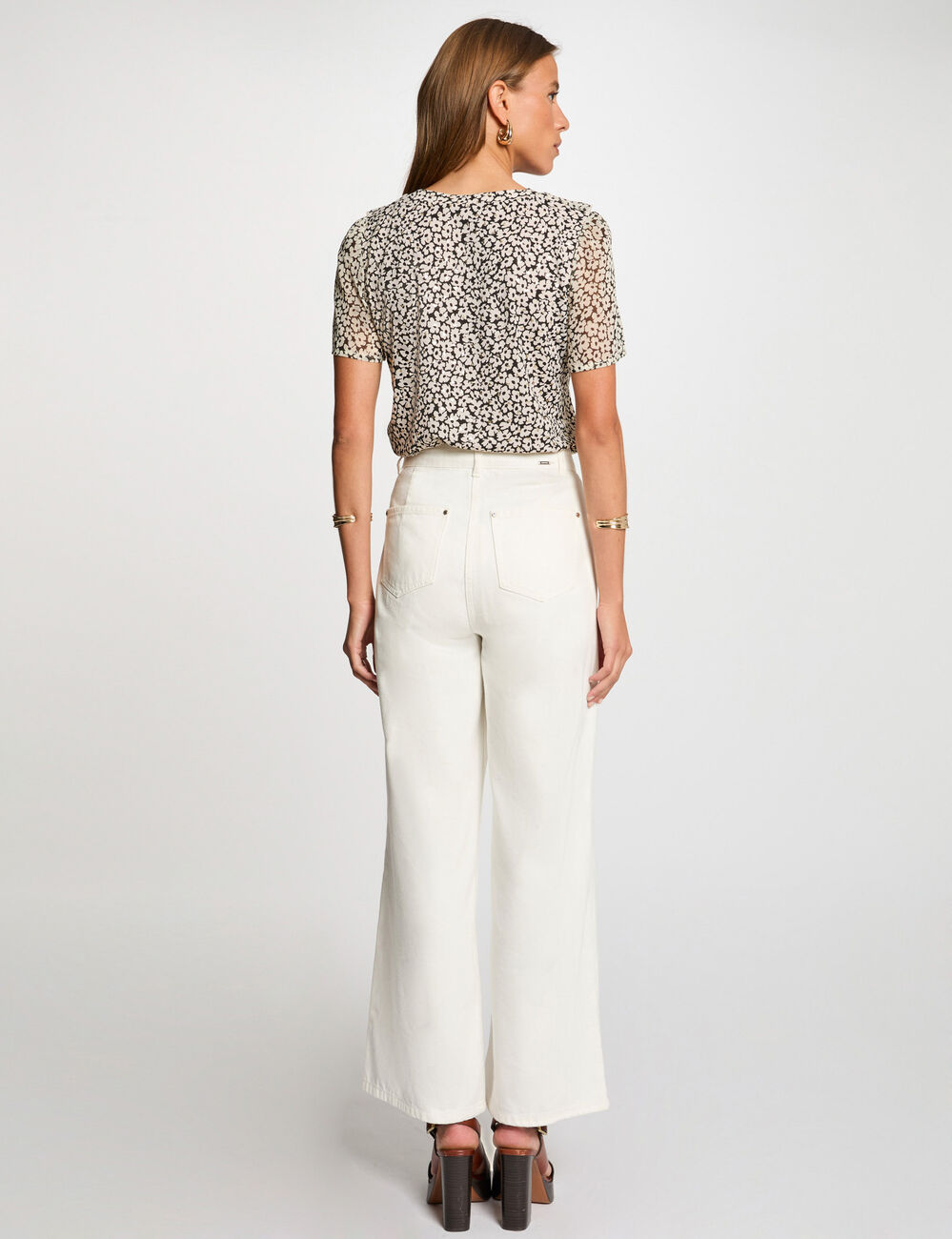 Blouse met korte mouwen helder wit vrouw