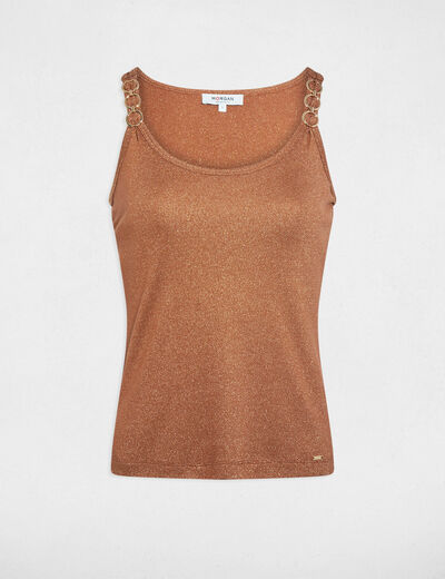 D&eacute;bardeur bretelles fines camel femme