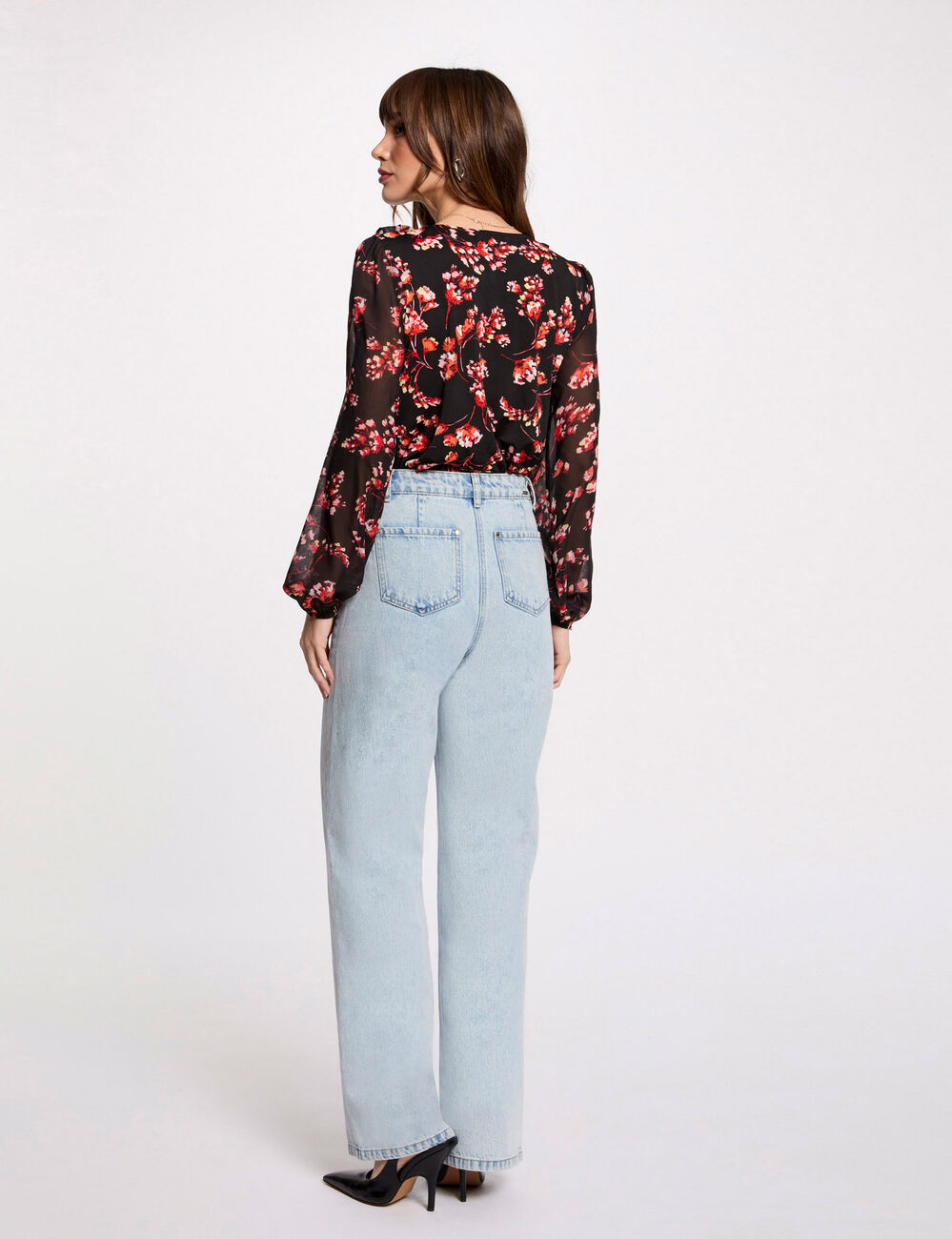 T-shirt manches longues multicolore femme