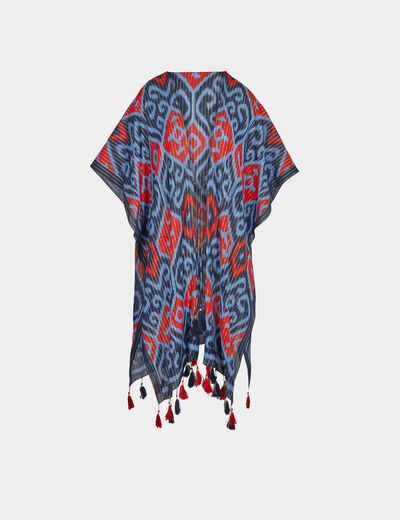 Cape met print en kwastjes meerkleurig vrouw