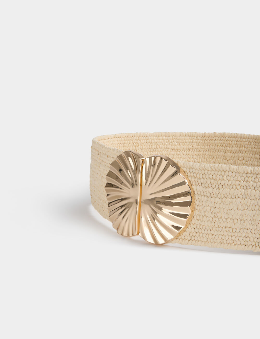 Brede elastische riem beige vrouw