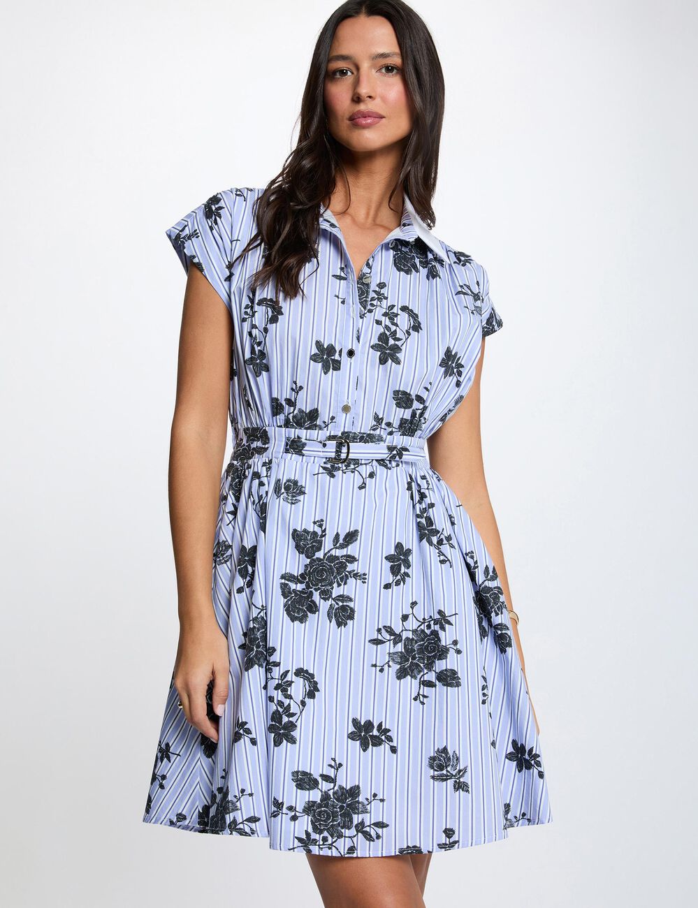 Robe sans manches ceintur&eacute;e multicolore femme